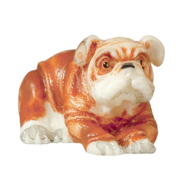 Town Square Miniatures Dollhouse Small Bulldog Lying Down Miniature Pet Dog 1:12 Accessory