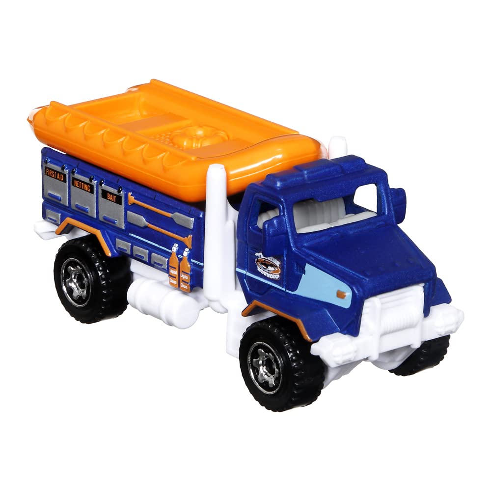 Matchbox Hitch & Haul Die-cast Vehicle Playset - Deep Sea Diver Shark Attack Rescue ~ 7 Piece Set ~ Rapids Rescue Truck with Detachable Raft Pulls