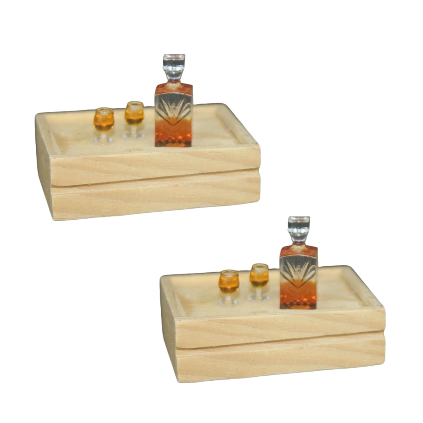 2 Set of Exquisite Mini Whiskey Wine Bottle Bar Model,1:12 Scale Dollhouse Miniature Accessories,Verisimilitude Mini Whiskey Wine Decoration