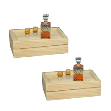 2 Set of Exquisite Mini Whiskey Wine Bottle Bar Model,1:12 Scale Dollhouse Miniature Accessories,Verisimilitude Mini Whiskey Wine Decoration