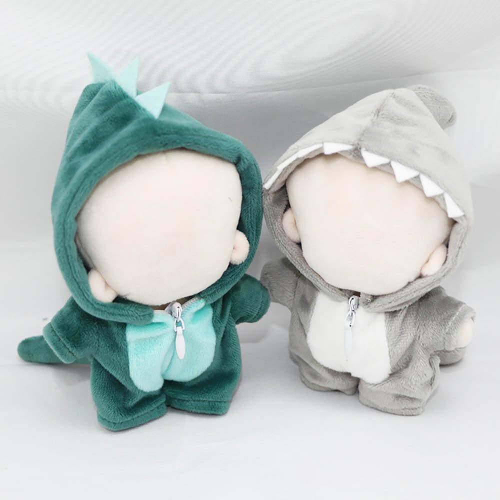 niannyyhouse 10cm Plush Doll Clothes Dinosaur Shark Onesies Loose Bodysuit Soft Stuffed Plush Toy Dress Up Accessories (Green)