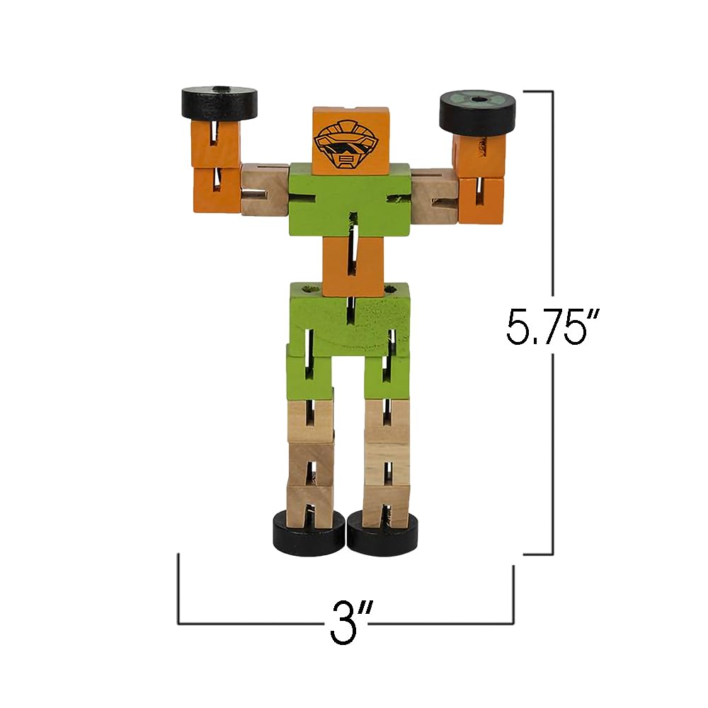 ArtCreativity Wooden Toy Robots 3 Pack | Colorful 5.75 Inch Transforming Action Figures and STEM Blocks for Kids | Educational Puzzle Toys