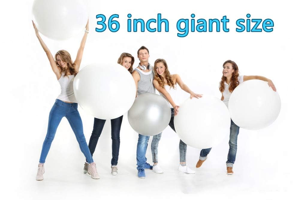 5PCS Big White Balloons Giant 36 Inch Large White Balloon Jumbo Balloon for Birthday Wedding Baby Shower Carnival Party New Year's Day Decorations