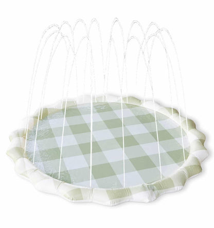 Neutral Gingham Splash Pad for Kids - Outdoor Sprinkler for Kids & Toddlers, Water Mat Sprinkler Toy-Splash Pool 67in