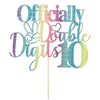 Sleyberoy Rainbow Gradient Glitter Officially Double Digits 10 Cake Topper