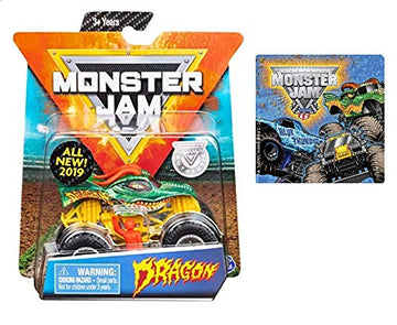 Monster Jam 2019 Dragon & One Monster Jam Sticker. 2 Items Bundle
