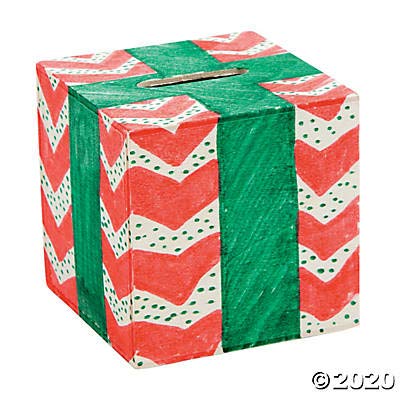 Fun Express DIY Unfinished Wood Block Piggy Bank for Kids Girls - Wooden Savings Box Craft Kit Makes 12 - Cute Coin Bank for Baby Shower Blocks