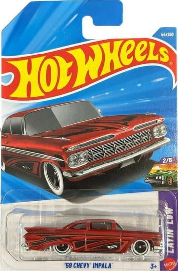 Hot Wheels '59 Chevy Impala [Red] Layin' Low 2/5, 44/250, 1:64 Scale Diecast Toy Vehicle