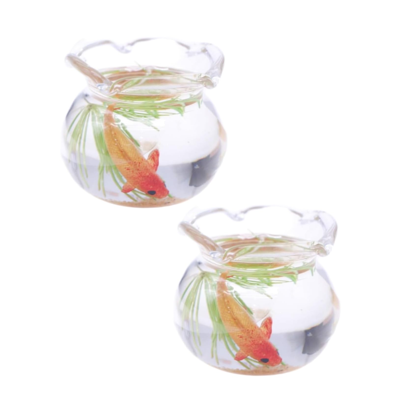 2Pcs Multicolour Mini Round Fish Tank Realistic Glass Decor for Dollhouse Display Captivating Miniature for Crafts Ornaments Handmade