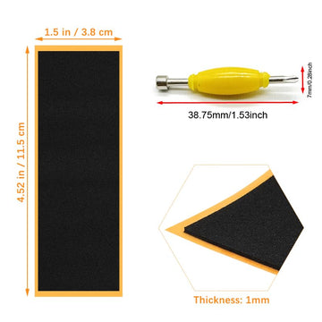 SquEqu 12 Pack Fingerboard Foam Grip Tape Replacement Finger Skateboard Grip Tape Fingerboards Adhesive Backing with Fingerboard Tool Screwdriver Nut