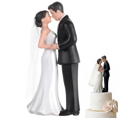 Wedding Bride and Groom Cake Topper Romantic Couple Figurine Cake Plastic Toppers for Anniversaries Engagement Parties, Bridal Showers, Wedding Cake