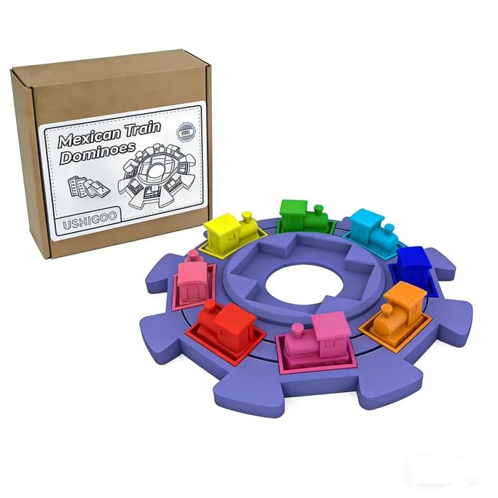 Mexican Train Dominoes Hub with 8 Train Markers for Mexican Train Game
