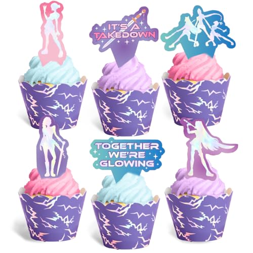 xo, Fetti 24 Pop Star Cupcake Toppers Wrappers | Kids Birthday Party Decor