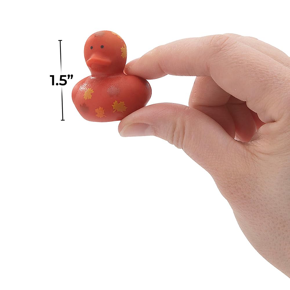 Fun Express Mini Fall Leaf-Printed Rubber Ducks - 24 Pc