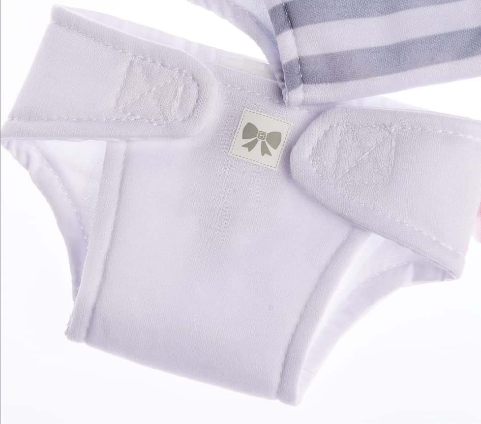 JC Toys Baby Doll Washable and Reusable Eco Diapers 4 Pack Fits Dolls 14 to 18 inch in Blue/White/Grey