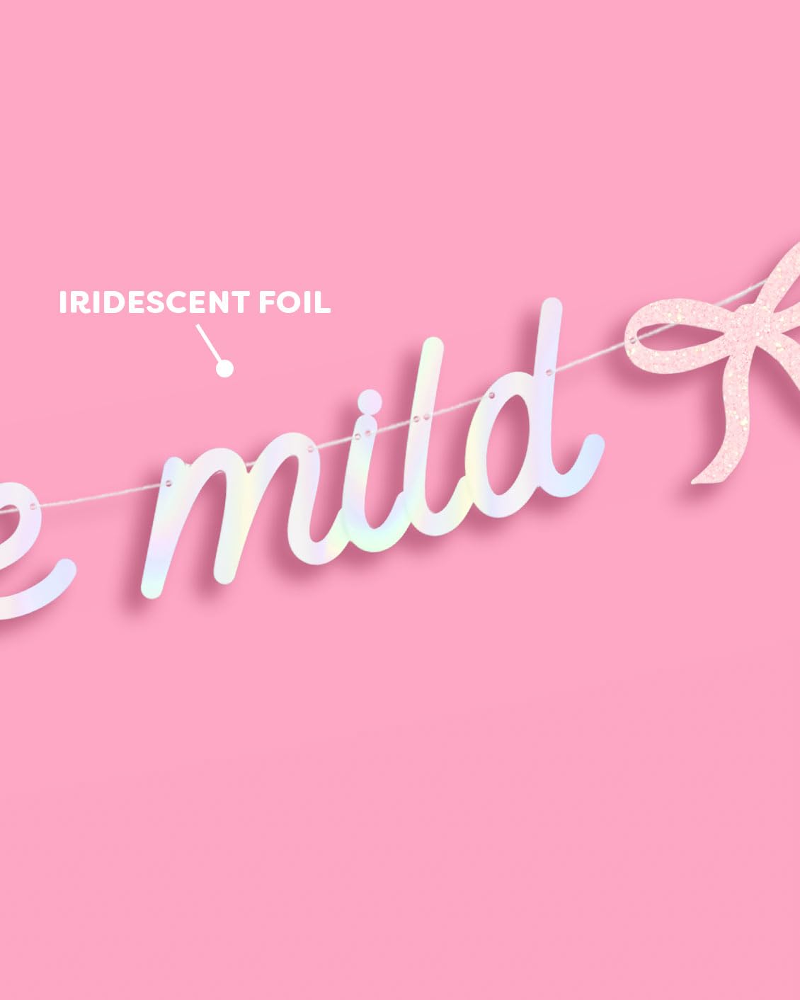 xo, Fetti Girls Gone Mild Banner - Iridescent Foil | 6 Ft. | Bow Bachelorette Decorations, Birthday Party Sign, Coquette Graduation Background, Bach