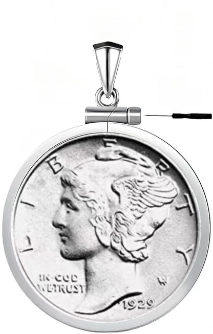 Geruibi Sterling Silver 10 Cent Border Screw Top Coin Border is suitable for 18mm diameter 1.45mm thickness, Coins Not Included