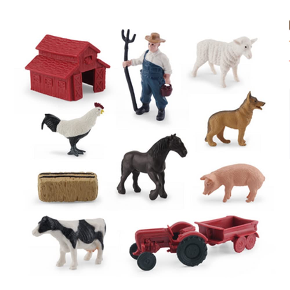 OUKEYI Animal Figurines, 10Pcs Farm Animals Figurines Toys,Big Animal Toys, Realistic Plastic Animals Playset, Educational Learning Toy Set for Kids