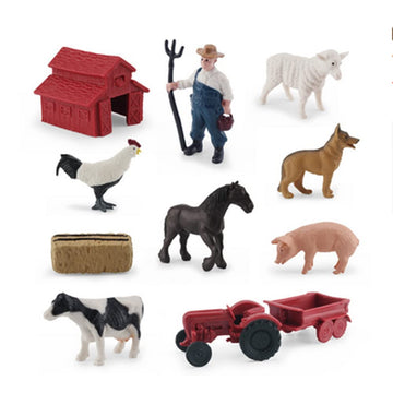 OUKEYI Animal Figurines, 10Pcs Farm Animals Figurines Toys,Big Animal Toys, Realistic Plastic Animals Playset, Educational Learning Toy Set for Kids