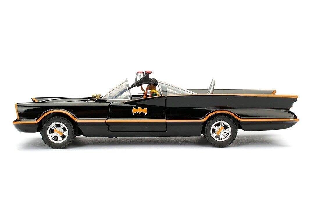 Jada 1966 Classic TV Series Batmobile 1:24 Die-Cast Car with 2.75" Batman and Robin Figures, Toys for Kids and Adults