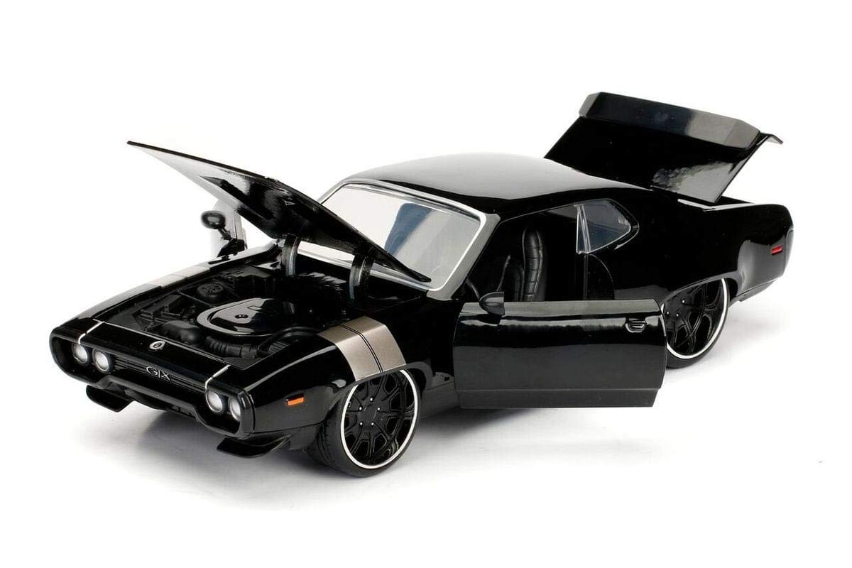 Jada Toys Fast & Furious 1:24 Dom's Plymouth GTX Die-cast Car, Toys for Kids and Adults, Black, Standard