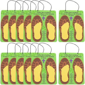 Fun Express Religious Father's Day Footprint Sign Craft Kit (Makes 12) - Christian Sunday School Crafts for Kids, Bulk DIY Activity, Self-Adhesive