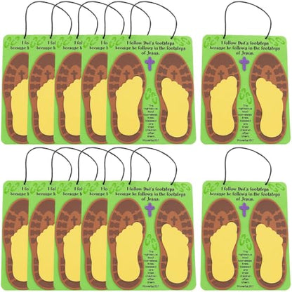 Fun Express Religious Father's Day Footprint Sign Craft Kit (Makes 12) - Christian Sunday School Crafts for Kids, Bulk DIY Activity, Self-Adhesive