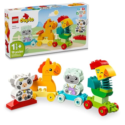 LEGO DUPLO My First Animal Train Building Set and Horse Toy, Educational Toy for Toddlers Ages 1-3 with 4 Animal Figures, Creative Nature Birthday