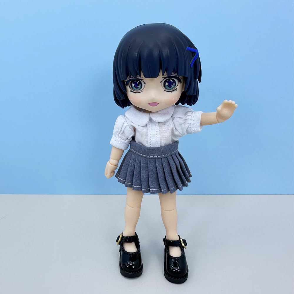 niannyyhouse 1/12 BJD Doll Clothes White Shirt Pleated Skirt Shoes OB11 4.3in Action Figures Doll Dressup (Gray-Blue)