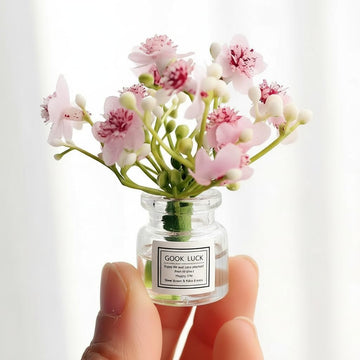 1Pc Miniature Flowers in Vase Set - 16 Scale Dollhouse Décor with Realistic Details, Tiny Floral Arrangements for Micro Landscape, Train Platform