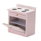 Simhoa Pink Kitchen Stove with 2 Burners & Wide Oven for 1/12 Doll House Furniture