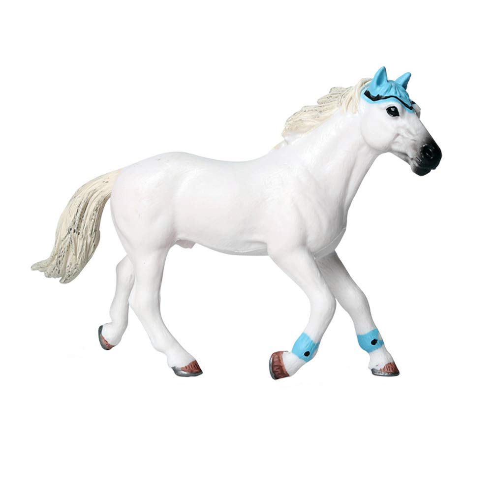FLORMOON Animal Figures Realistic Quarter White Horse Plastic Early Educational Toys Cupcake Topper Party Gift for Kids 2+ Year Old