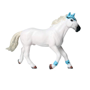 FLORMOON Animal Figures Realistic Quarter White Horse Plastic Early Educational Toys Cupcake Topper Party Gift for Kids 2+ Year Old