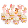 xo, Fetti Garden Fairy Cupcake Toppers and Wrappers - 24 pc Set | Woodland Decorations, Fairy First, Tea Party, Kids Birthday, Butterfly, Pink Floral