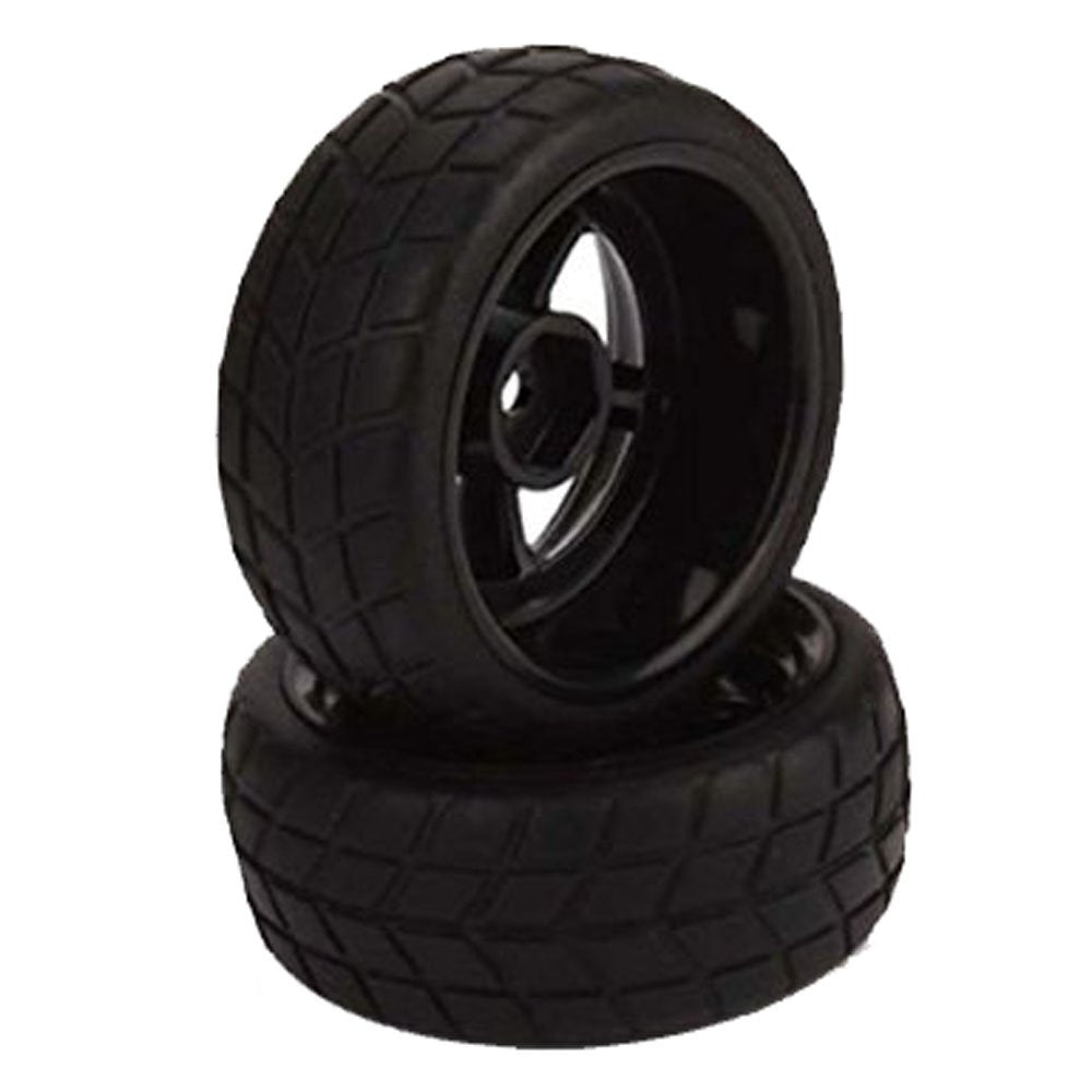 Hobbypower Rc 1: 10 on Road Car 5 Spoke Black Wheel Rims & Rubber Tires 65mm Od(Pack of 4 Pcs)
