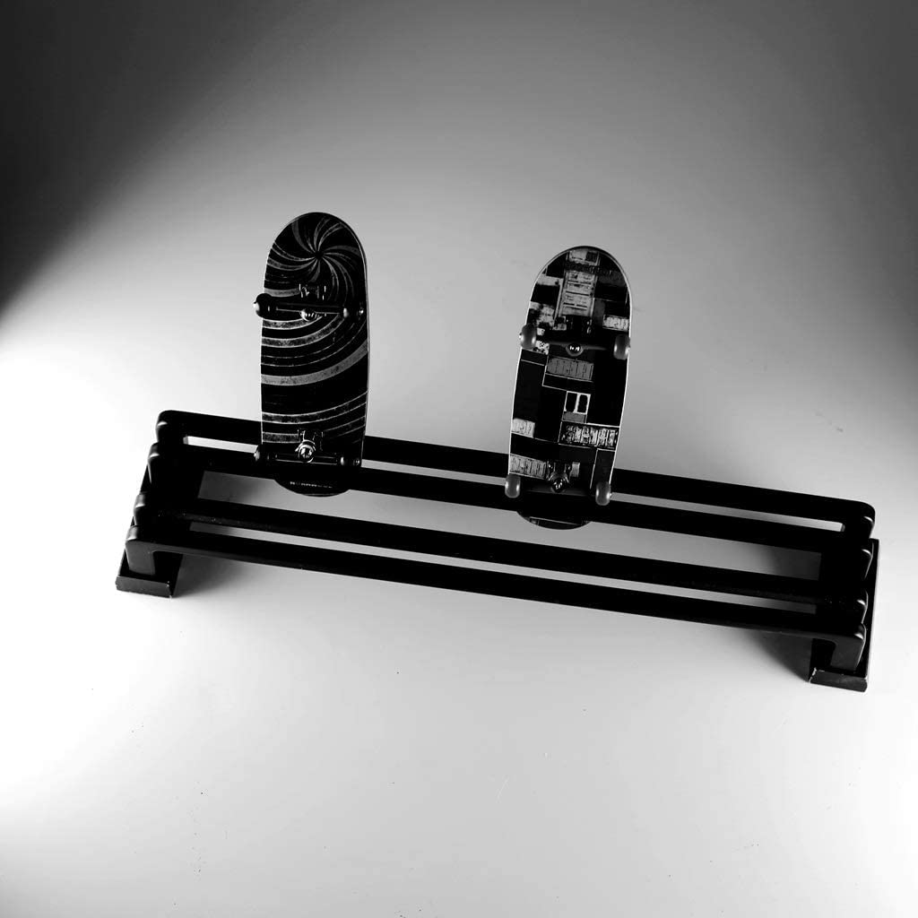 NOAHWOOD Fingerboard Park Bench Double Rail & Display (245 x 50 mm Double Rails Ramp, Ebony+ Metal Display Rack)