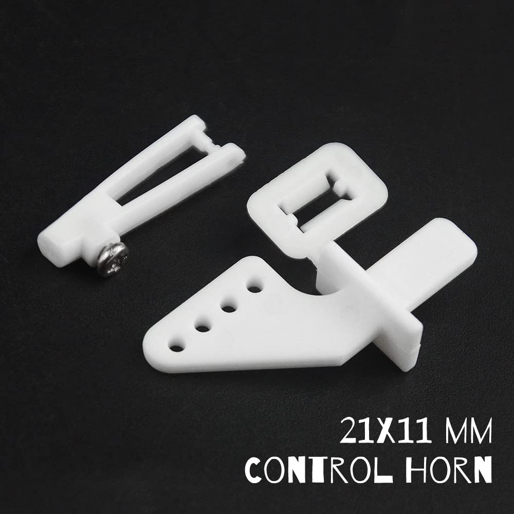 WMYCONGCONG 15 PCS Nylon Control Horns 21x11 mm + Pushrod Connector Linkage Stopper 1.3mm + 1.2 x 210mm Pushrods Parts for RC Airplane Plane