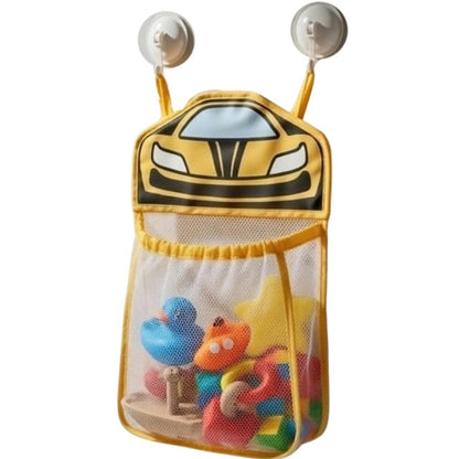 FLXTRACK Race Car Bath Toy Organizer, Mesh Storage Bag for Kids