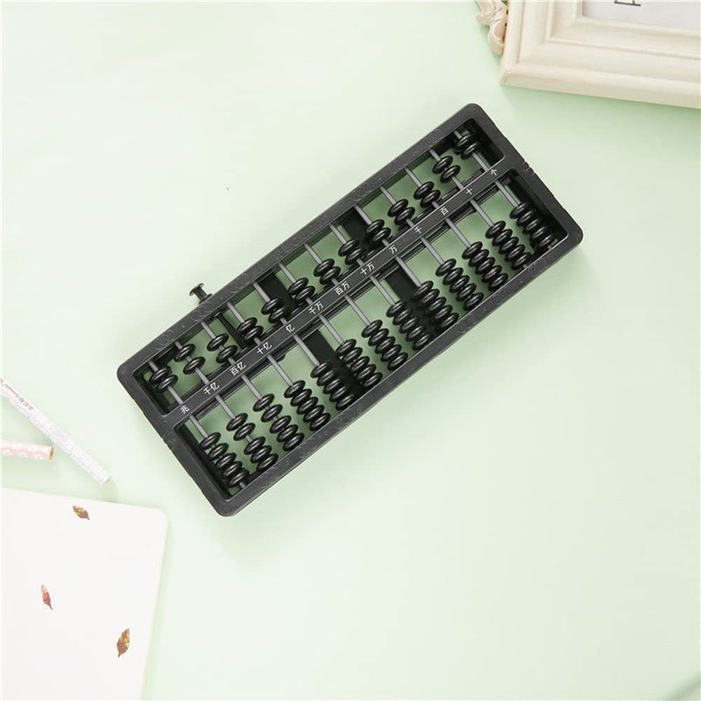 Abcsea 1 Piece Abacus 13 Digits, Chinese Vintage, Wooden, for Arithmetic Mathematic Education, black