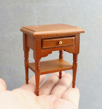 EatingBiting 1:12 1/12 Scale Miniature Wooden Furniture Dollhouse Closet Wardrobe Cabinet Bedside Table Nightstand Figurines for Acessories Coffe