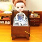 EatingBiting 1:12 Dollhouse Miniature Doll Furniture Vintage Wooden Single Bed Stripe Bedding