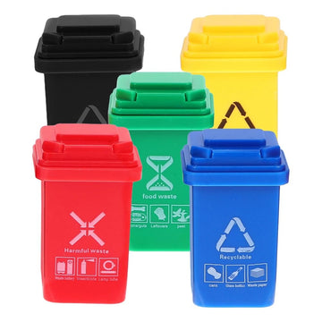 5Pcs Colourful 1: 12 Scale Life Scene Mini Trash Can Decor Waste Container Miniature Sorting Garbage Bin Model, Accessories,Microscopic Scene