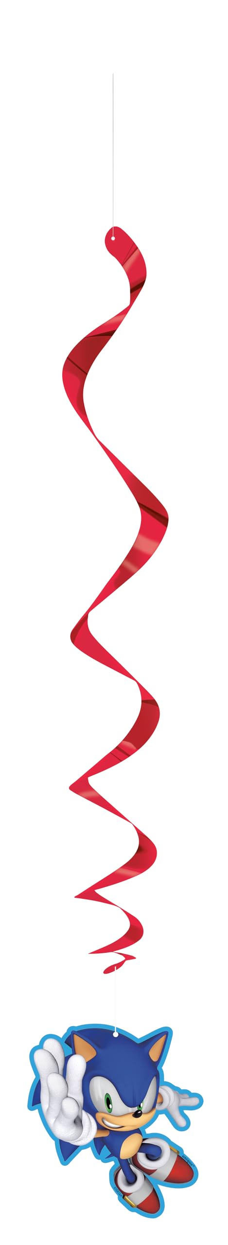 Sonic the Hedgehog Hanging Swirl Decorations (Pack of 3) - Eye-Catching Red & Blue Design, Perfect for Indoor & Outdoor Use
