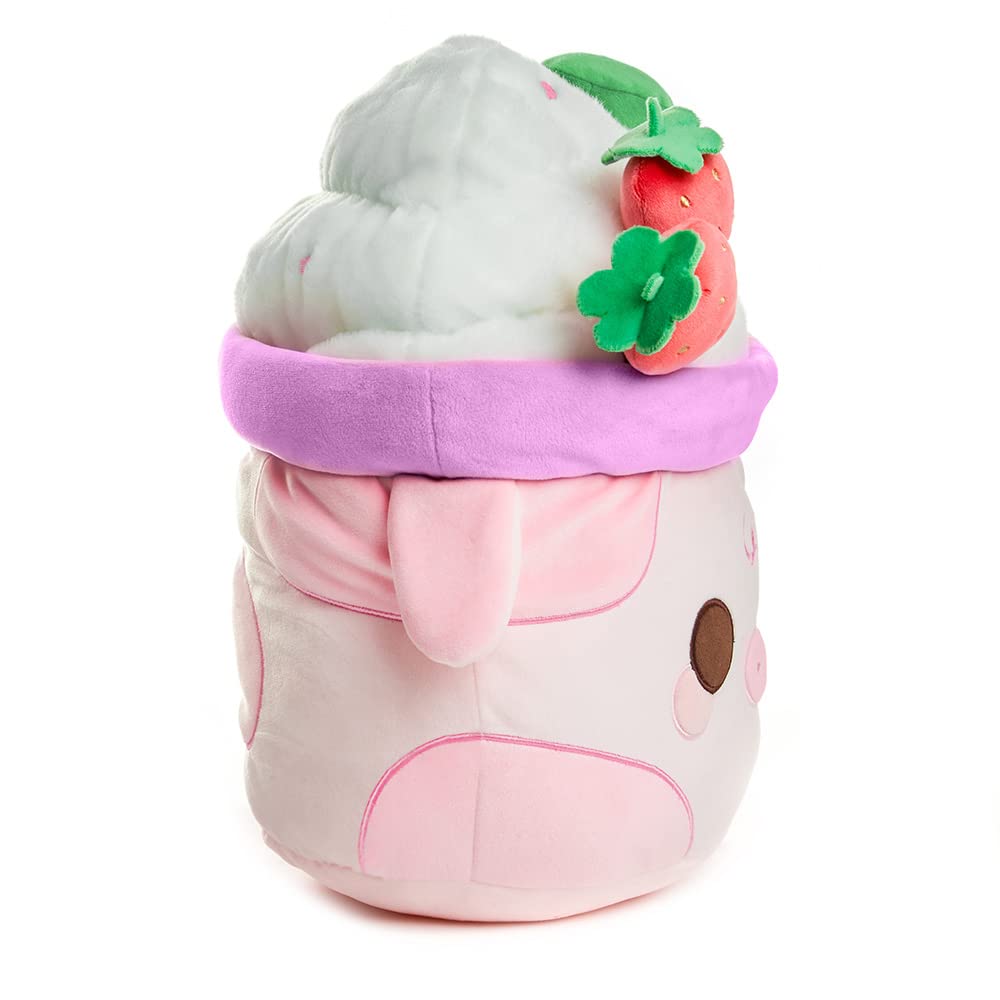 Cuddle Barn PlushGoals - Strawberry Mooshake Cute Kawaii Cow Stuffed Animal - Super Soft Squishy Milkshake Dessert Scented Collectible Toy Drink