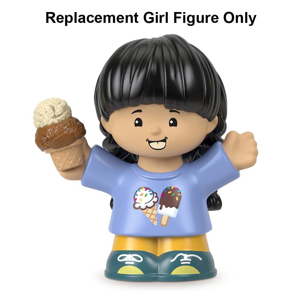 Fisher-Price Replacement Part Little-People Playset - HHR46 ~ Girl with Black Hair with Braids Carrying Ice Cream Cone, Black, Brown, Blue