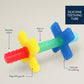Itzy Ritzy Teensy Tube Teether - Textured Hollow Baby Teething Tube that Reaches Front Teeth & Back Molars, Made of Soft Silicone (Rainbow)
