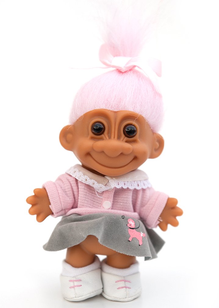 Russ Berrie My Lucky 1950's Poodle Skirt 6" Troll Doll (Pink Hair)