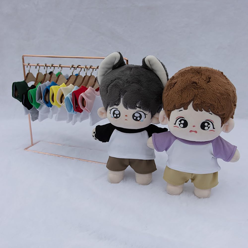 niannyyhouse 10cm 15cm 20cm Plush Doll Clothes Color Blocking T-Shirt Undershirt Soft Stuffed Plush Toy Dress Up Accessories (a5, 15cm)