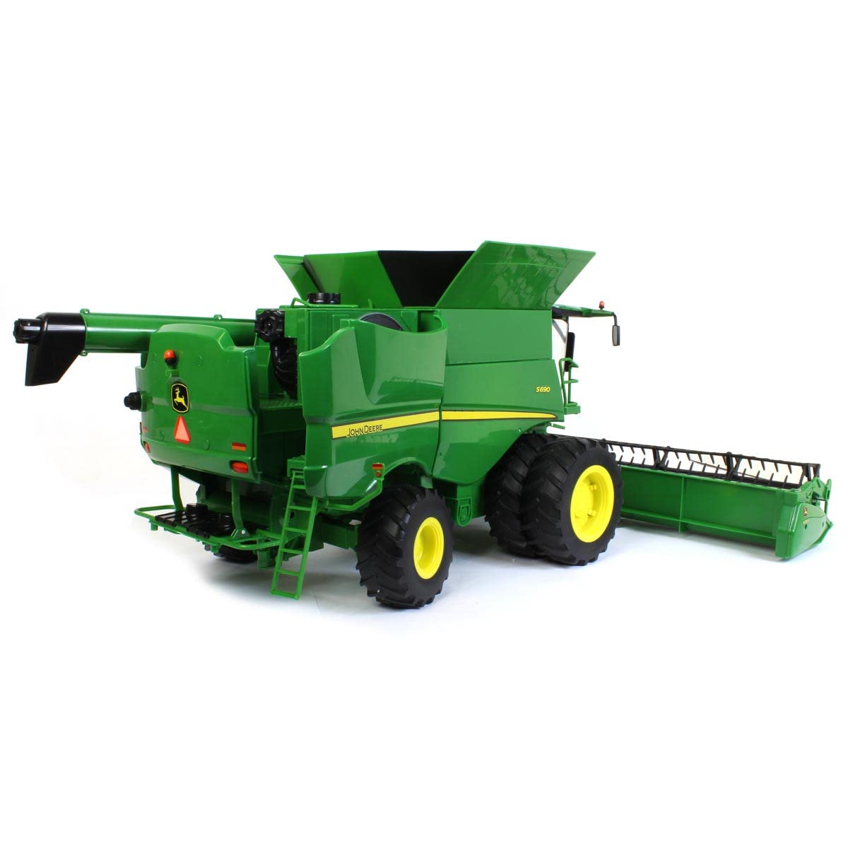 TOMY Big Farm John Deere S690 Combine - 1:16 Scale - Includes Corn and Draper Head Attachments - Farm Toys with Realistic Lights and Sounds - Ages 3