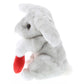DolliBu I Love You Valentine Plush Grey Rabbit - Cute Soft Cuddly Stuffed Animal with Red Heart Gift for Valentines Day, Birthday Present